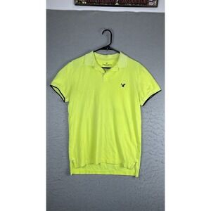 American Eagle Outfitters Polo Shirt Mens Small Yellow Athletic Fit Short Sleeve